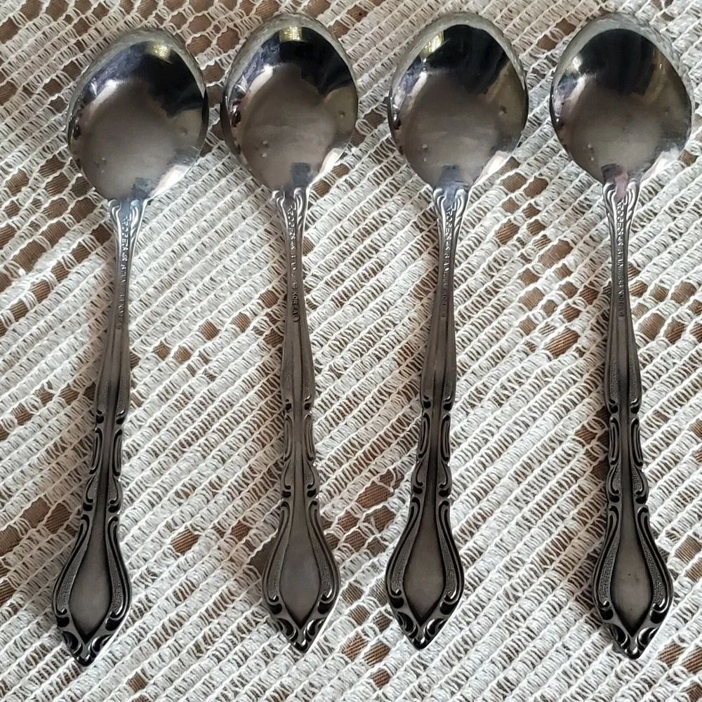 Vtg Rogers Korea Auberge Stanley Roberts Stainless Flatware Set of 4 Teaspoons